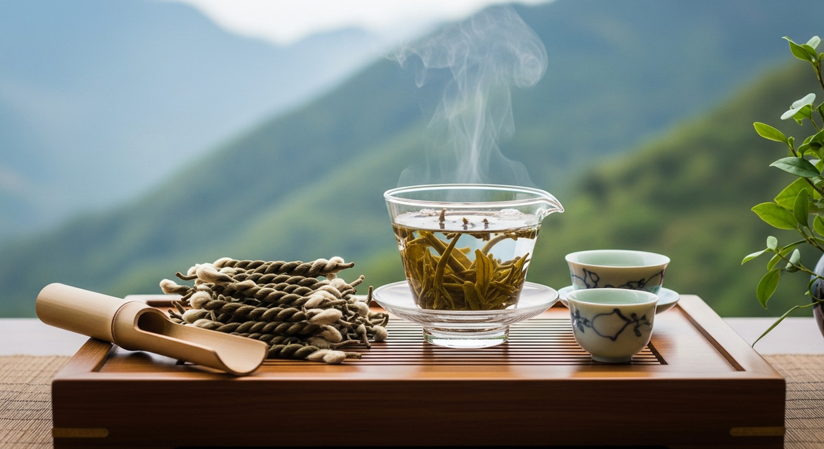 Anh minh hoa chu de cách pha trà shan tuyết cổ thụ