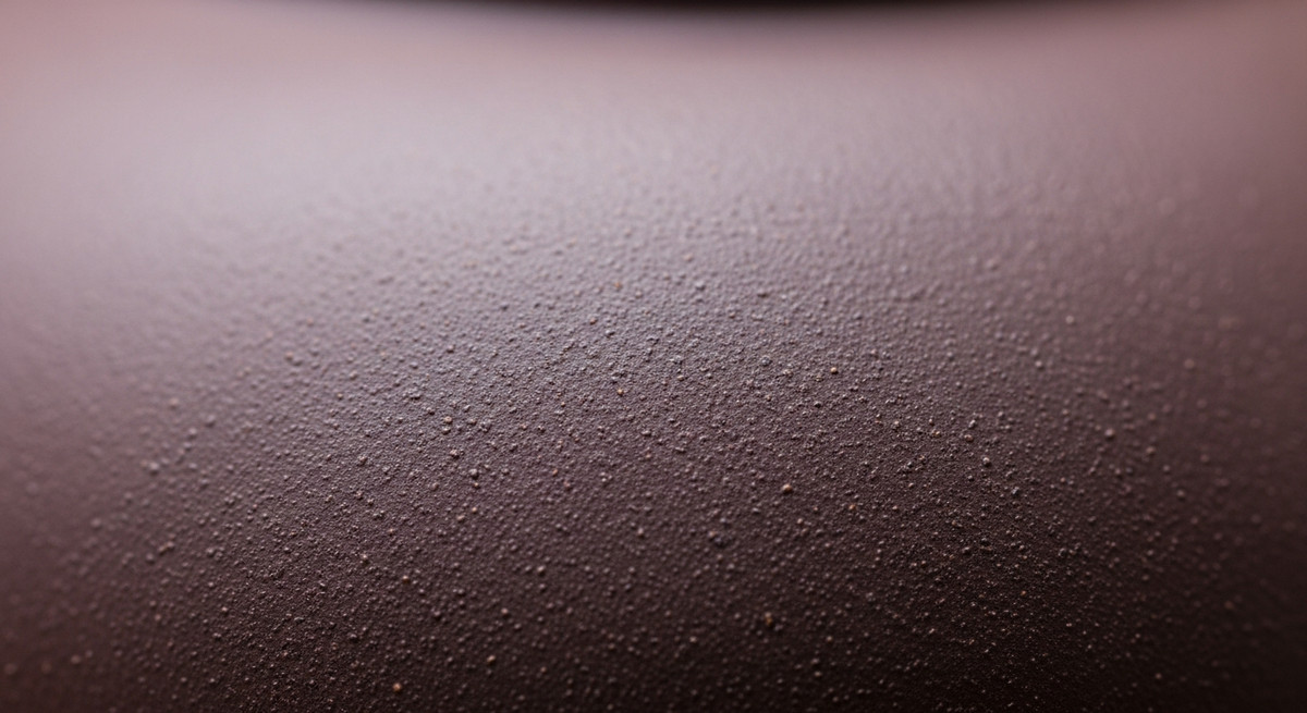 Cận cảnh bề mặt đất tử sa Nghi Hưng phóng to, thấy rõ các hạt khoáng và độ